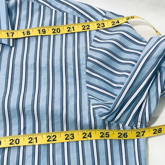 Sean John Shirt RARE SJ Spell-Out Blue Stripe French Cuff XXL Mens Y2K Hip Hop - Picture 7 of 11